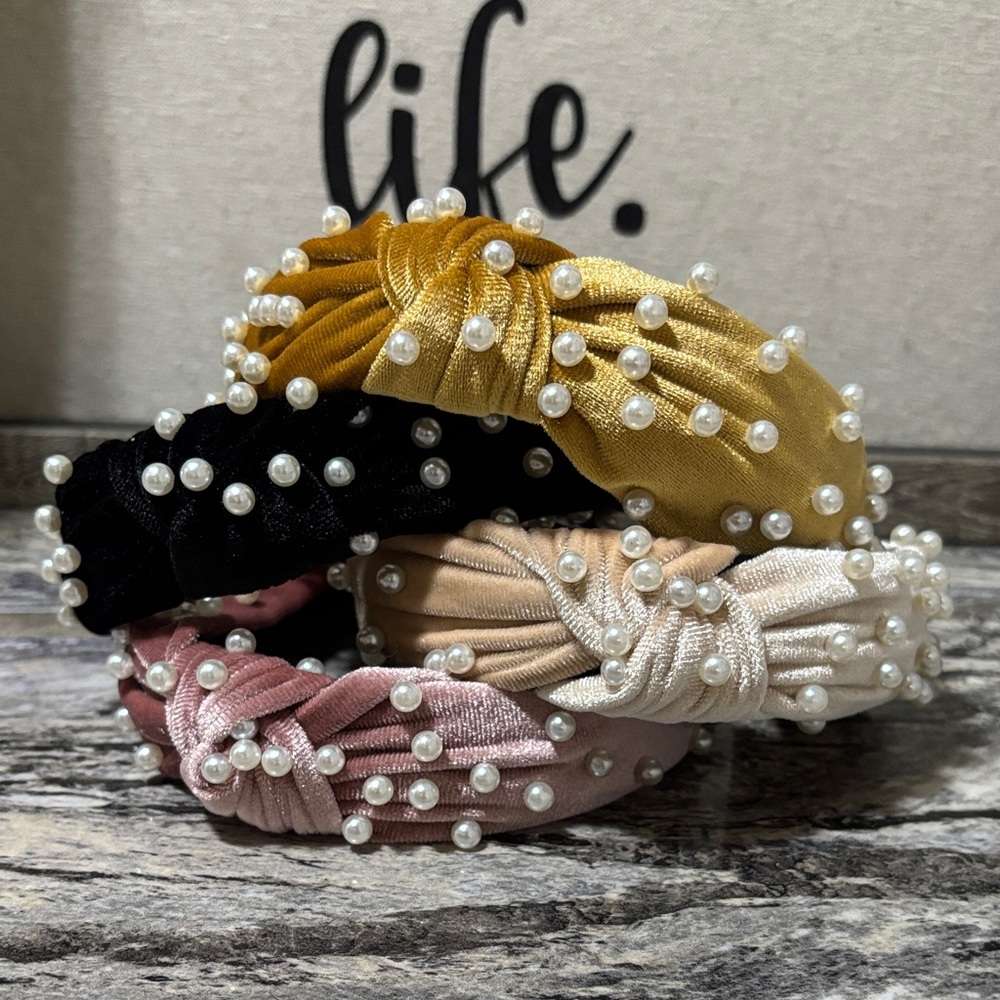 Pearl Embellished Headbands Set